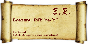 Brezsny Rómeó névjegykártya